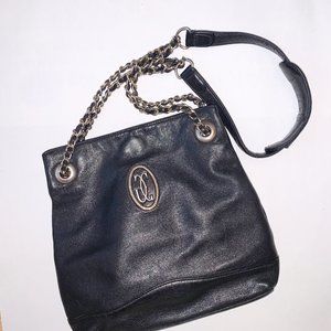 Vintage Black Leather Purse Cargiwa Italy Gold